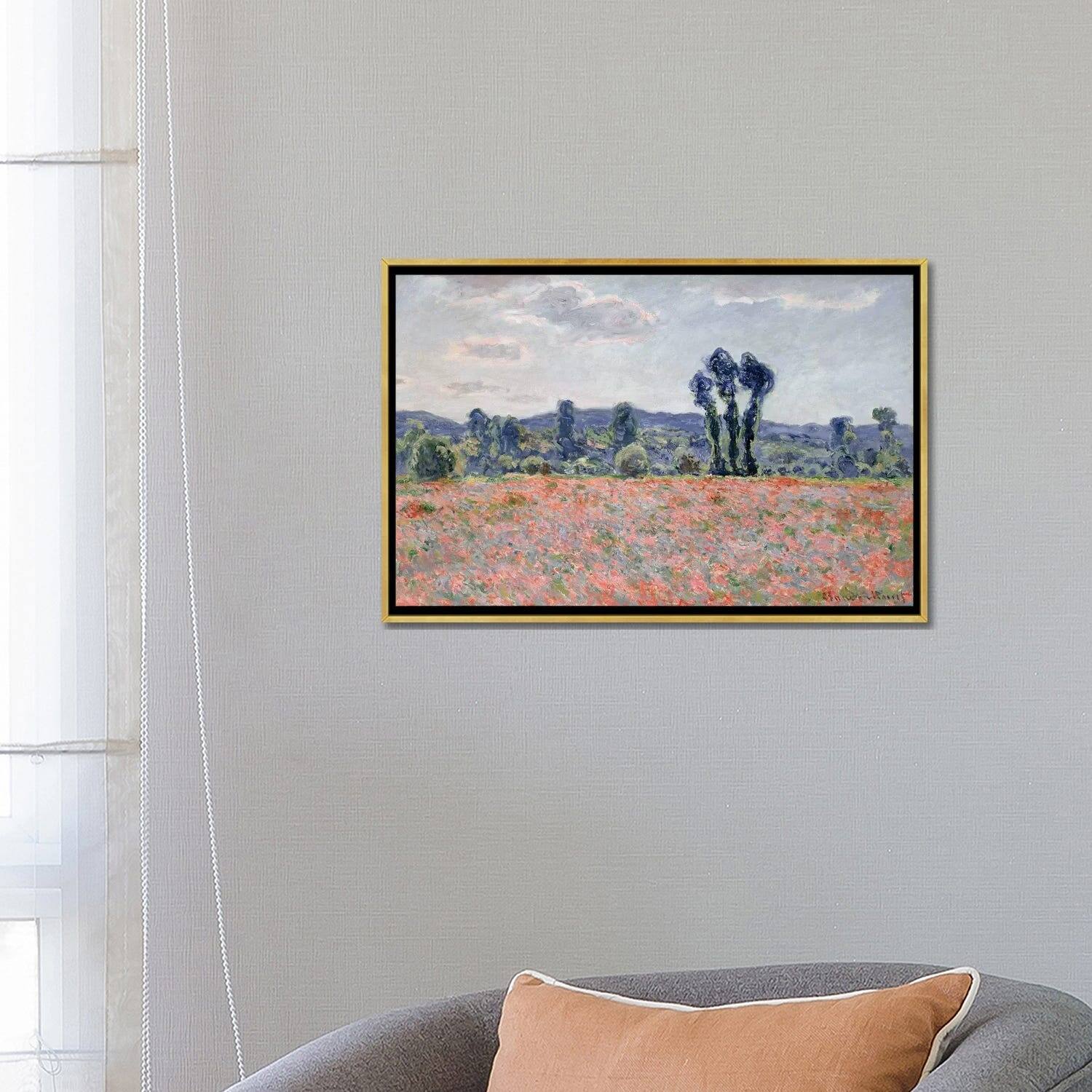 iCanvas "Poppy Field, 1887 " by Claude Framed Canvas Print Bed